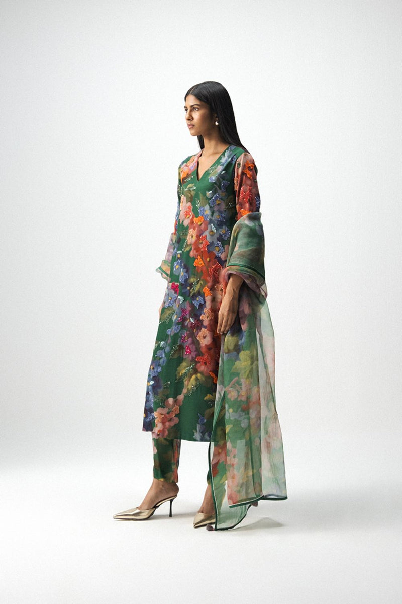 THEA EMBOROIDERED KURTA SET mul by Yam in multi color for women Worldwide