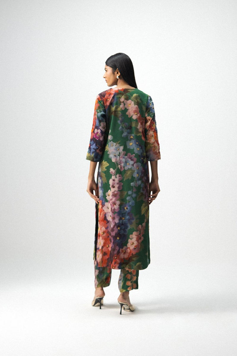 THEA EMBOROIDERED KURTA SET mul by Yam in multi color for women Worldwide