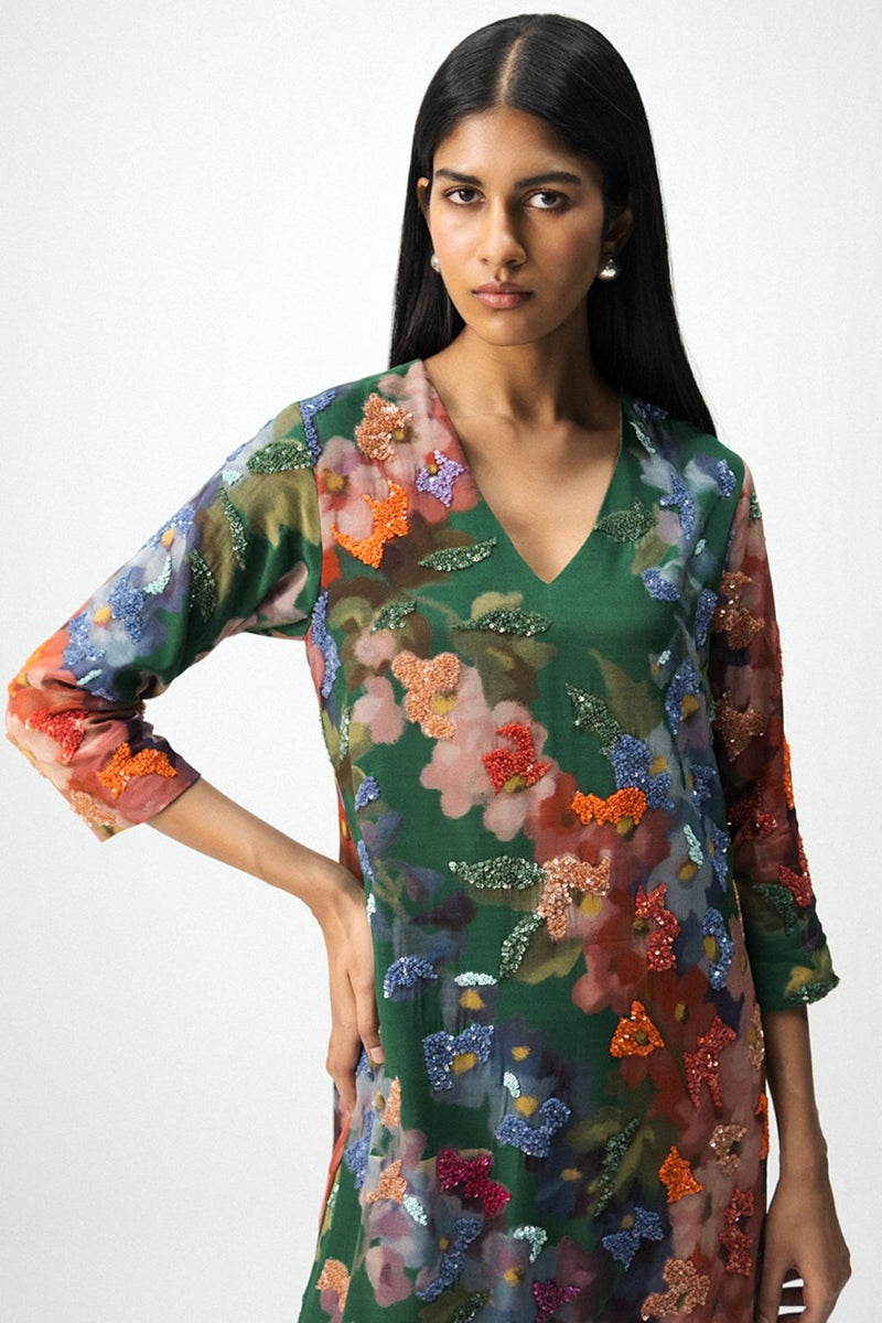 THEA EMBOROIDERED KURTA SET mul by Yam in multi color for women Worldwide
