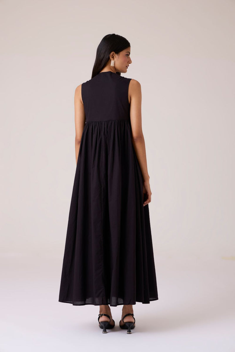 Themis Black Embroidered Dress cotton by The Summer House in black color for women Worldwide