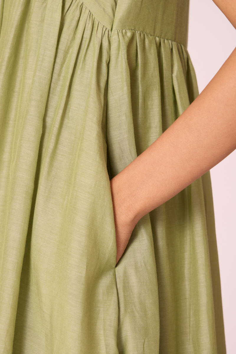 Themis Green Maxi Dress silk by The Summer House in green color for women Worldwide
