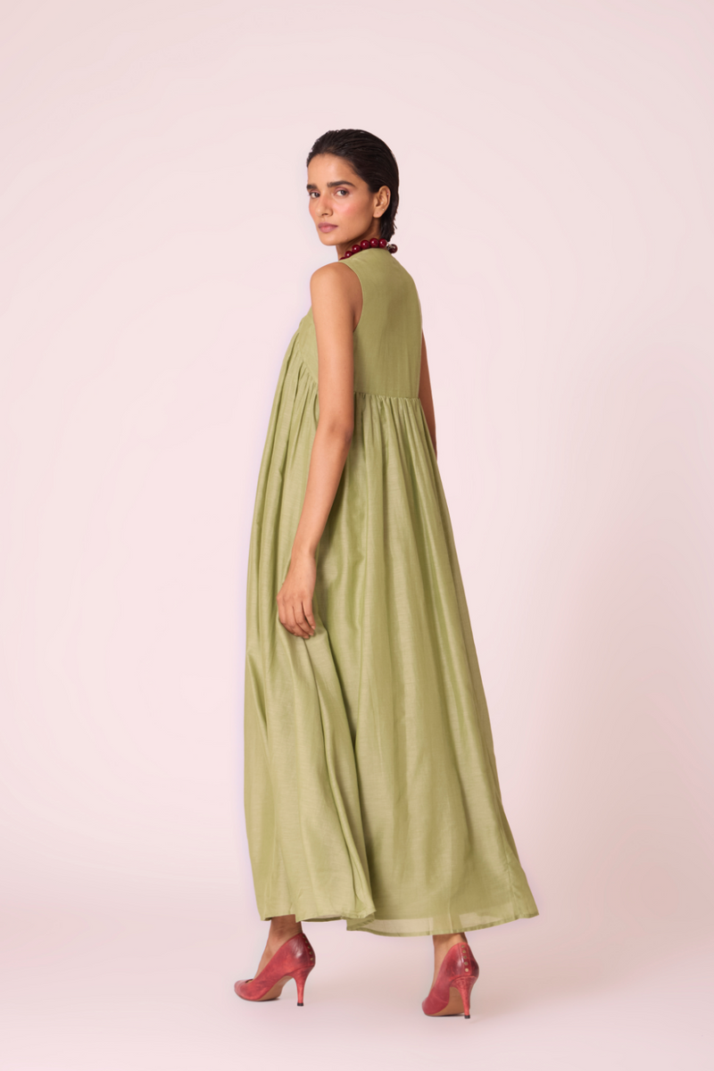 Themis Green Maxi Dress silk by The Summer House in green color for women Worldwide