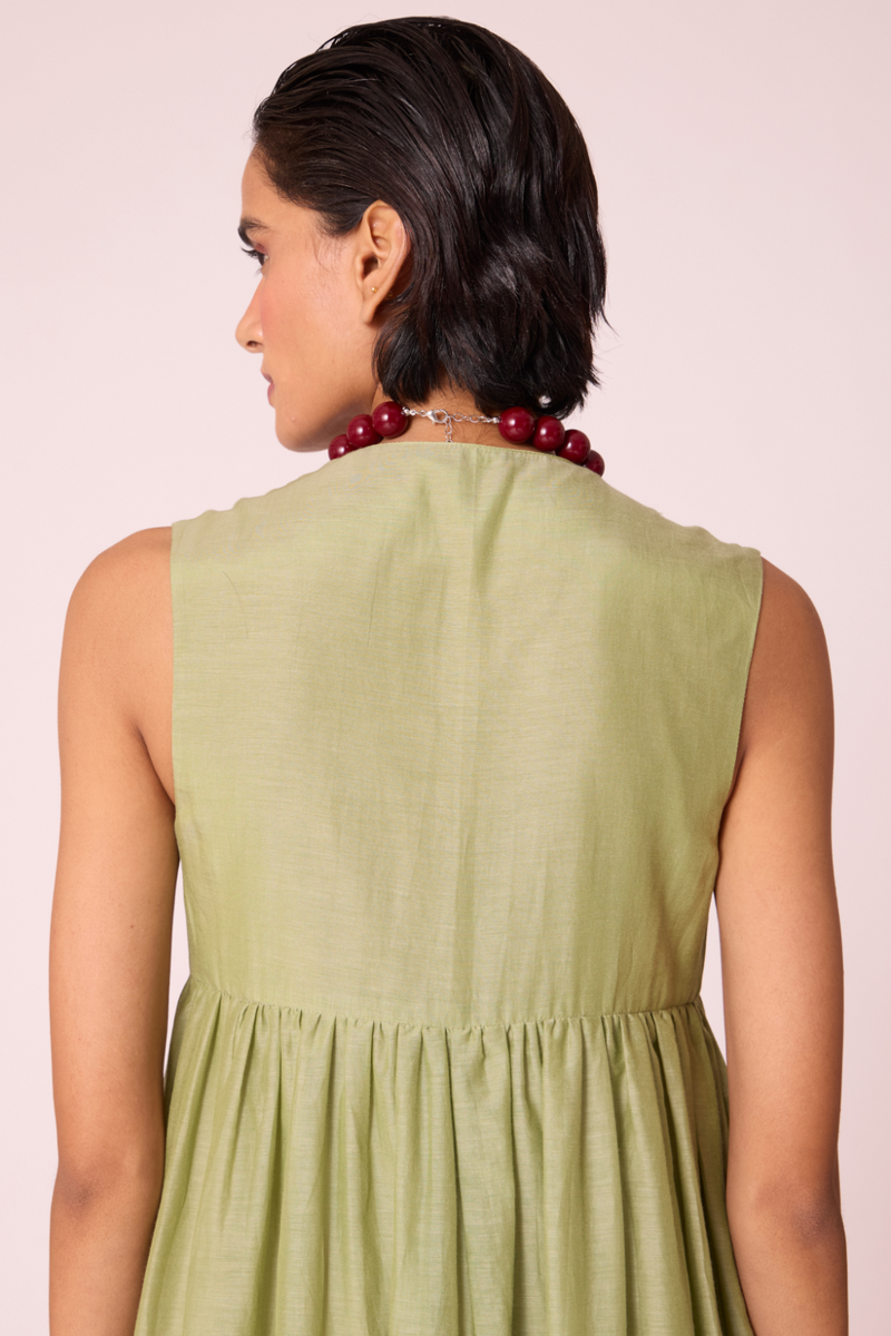 Themis Green Maxi Dress silk by The Summer House in green color for women Worldwide
