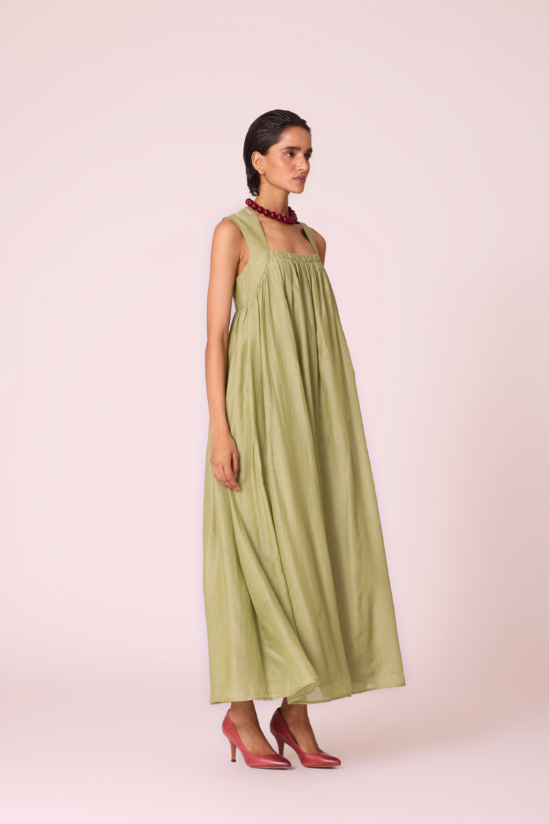 Themis Green Maxi Dress silk by The Summer House in green color for women Worldwide