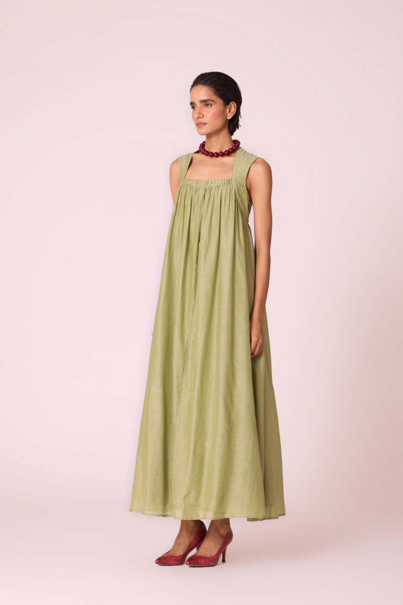 Themis Green Maxi Dress silk by The Summer House in green color for women Worldwide