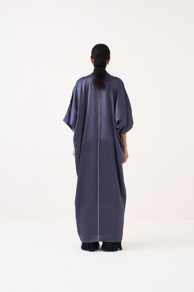 Emb. Gusset Kaftan-Ash Violet mushroo satin tunics/kaftan by THREE in voilet for women Worldwide