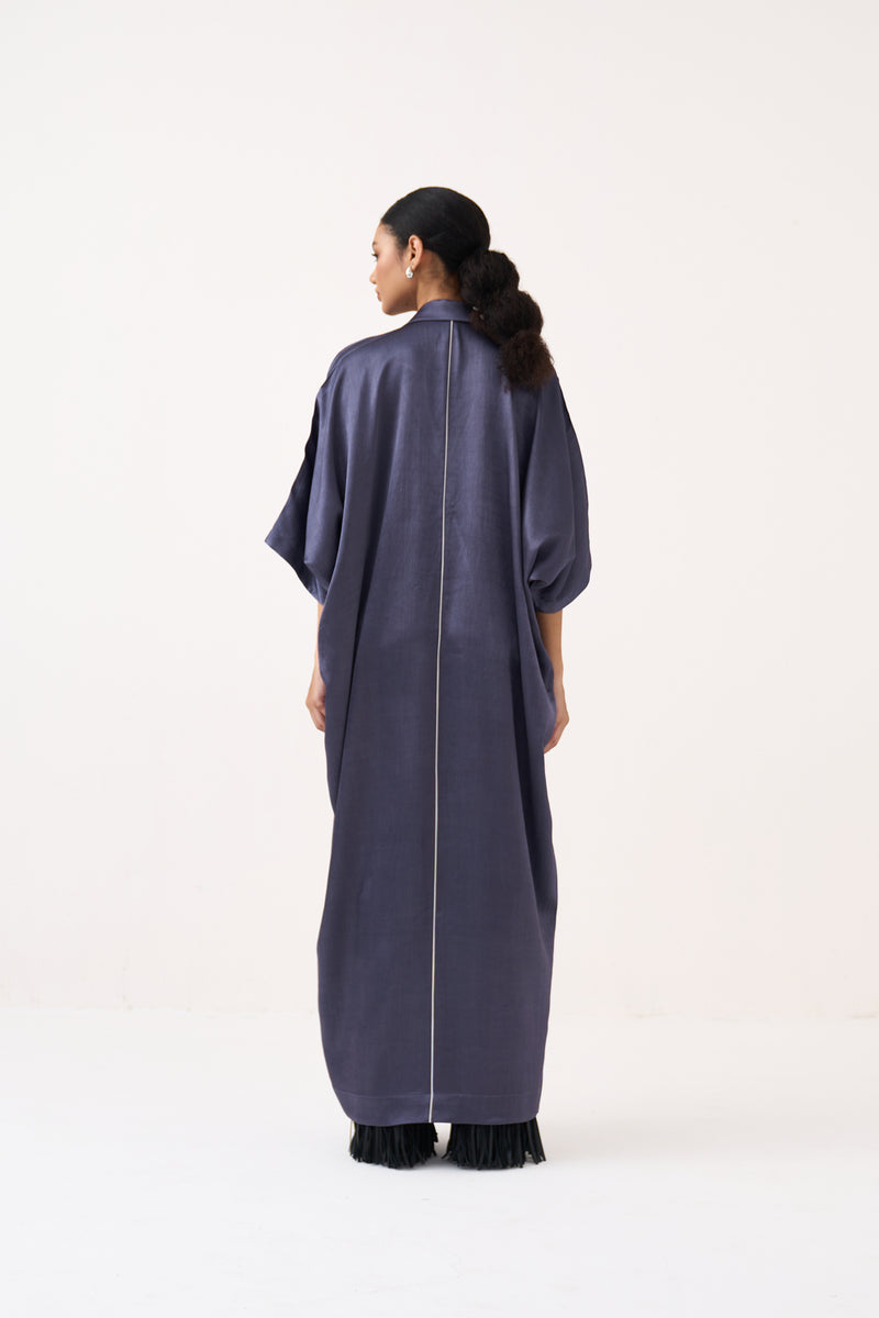 Emb. Gusset Kaftan-Ash Violet mushroo satin tunics/kaftan by THREE in voilet for women Worldwide