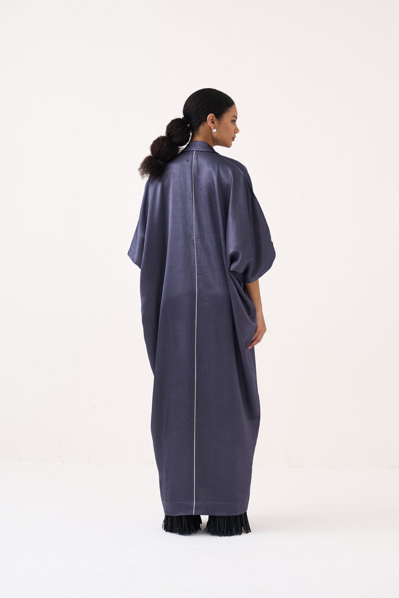 Emb. Gusset Kaftan-Ash Violet mushroo satin tunics/kaftan by THREE in voilet for women Worldwide