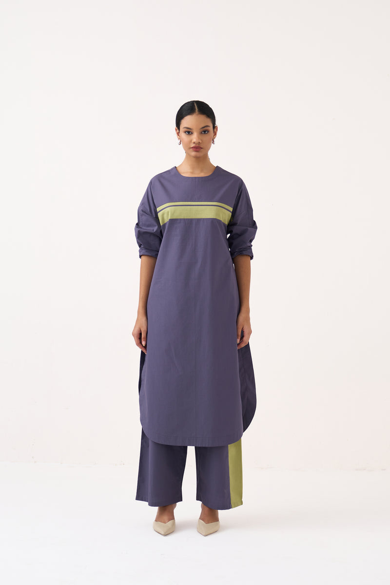 Long Jumper Co-Ord-Ash Violet poplin co-ord set by THREE in voilet for women Worldwide