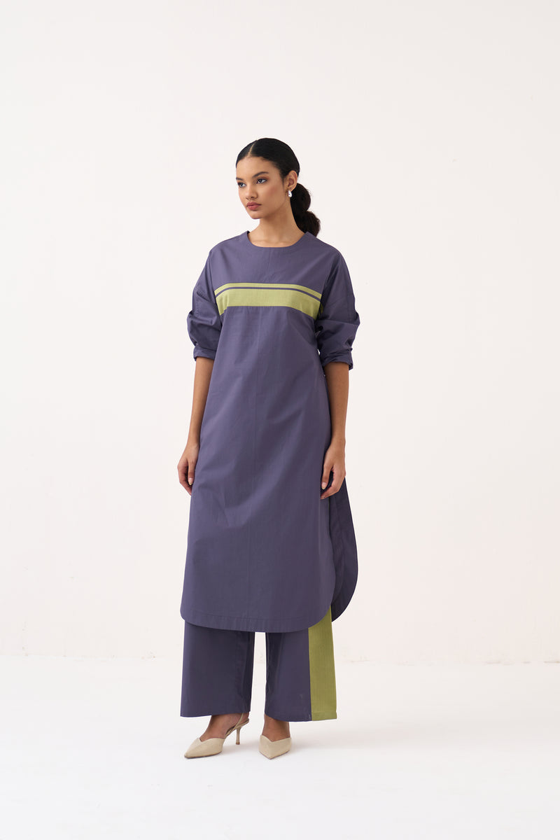 Long Jumper Co-Ord-Ash Violet poplin co-ord set by THREE in voilet for women Worldwide