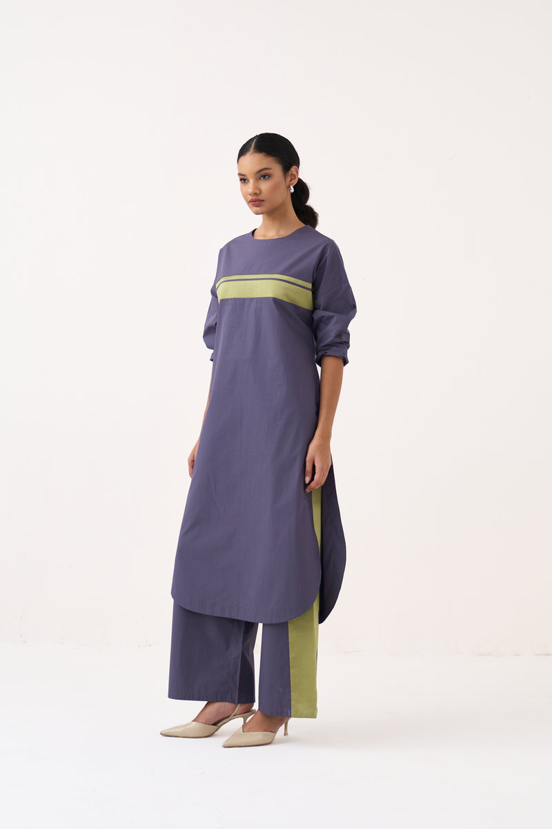 Long Jumper Co-Ord-Ash Violet poplin co-ord set by THREE in voilet for women Worldwide