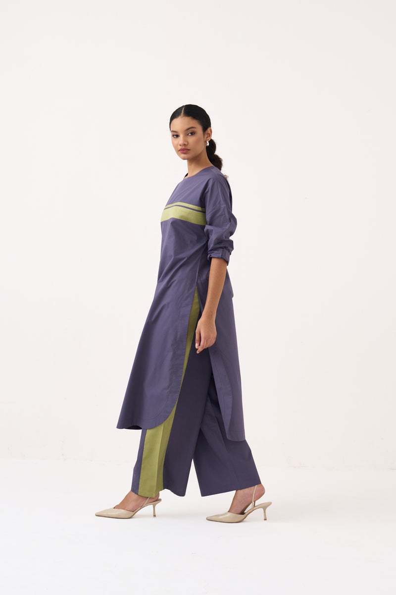 Long Jumper Co-Ord-Ash Violet poplin co-ord set by THREE in voilet for women Worldwide