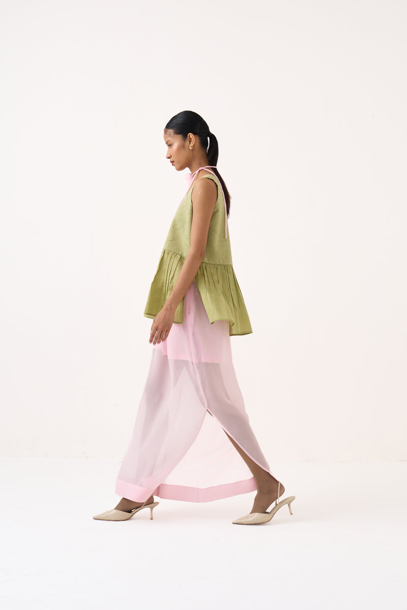 Sheer Skirt-Petal Pink organza skirt by THREE in pink for women Worldwide