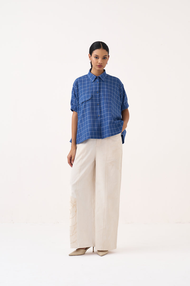 Wide Hem Shirt-Cobalt Blue mul tunics/kaftan by THREE in cobalt blue for women Worldwide