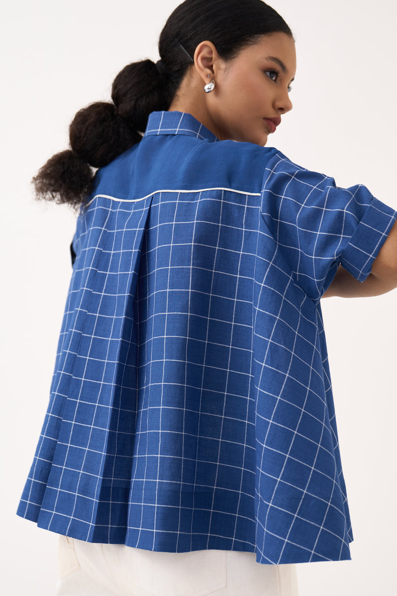 Wide Hem Shirt-Cobalt Blue mul tunics/kaftan by THREE in cobalt blue for women Worldwide