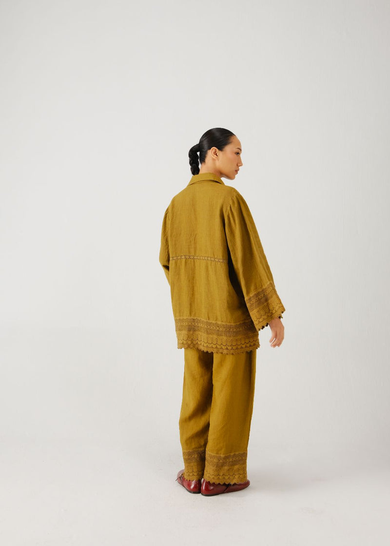 Tie up set-Olive parrot emb. by CORD for women Worldwide