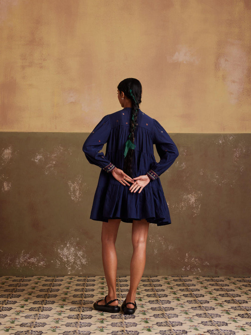 Tier Dress-Indigo cotton by CORD for women Worldwide