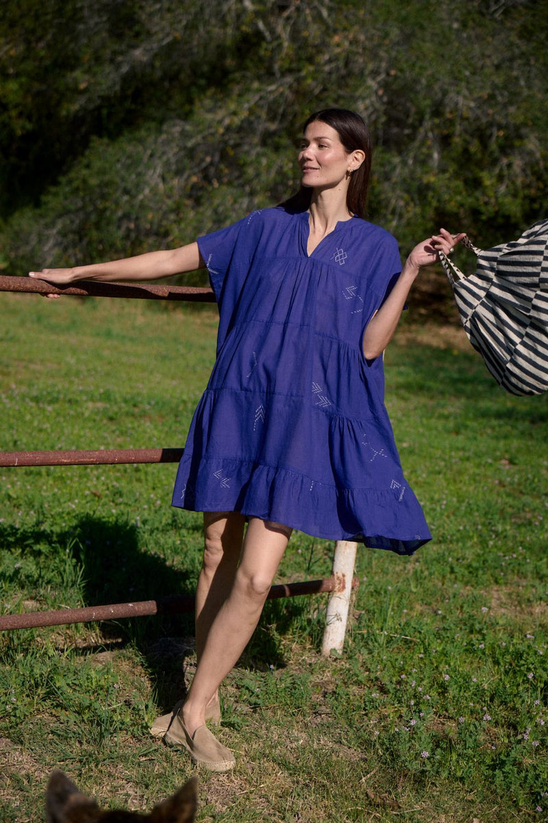 Tiered Form Dress – Iris Violet Heritage Weave