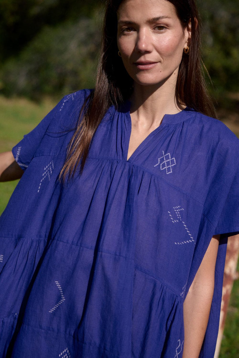 Tiered Form Dress – Iris Violet Heritage Weave