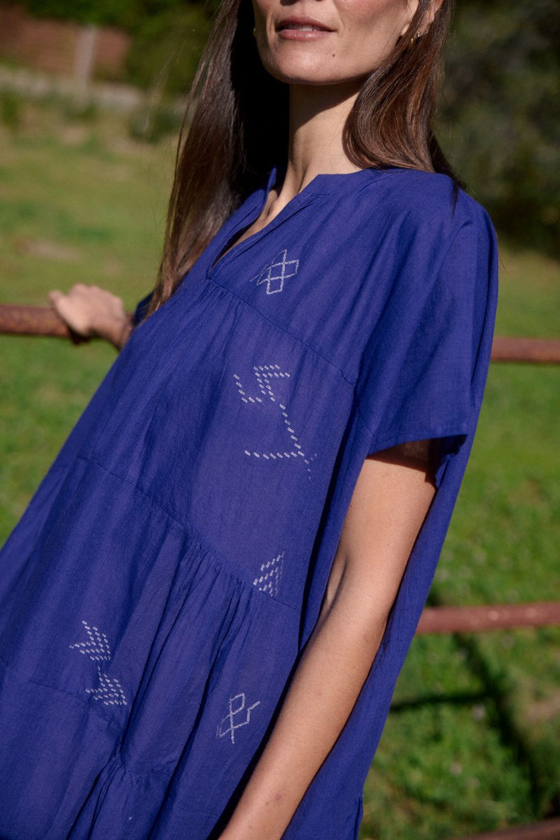 Tiered Form Dress – Iris Violet Heritage Weave