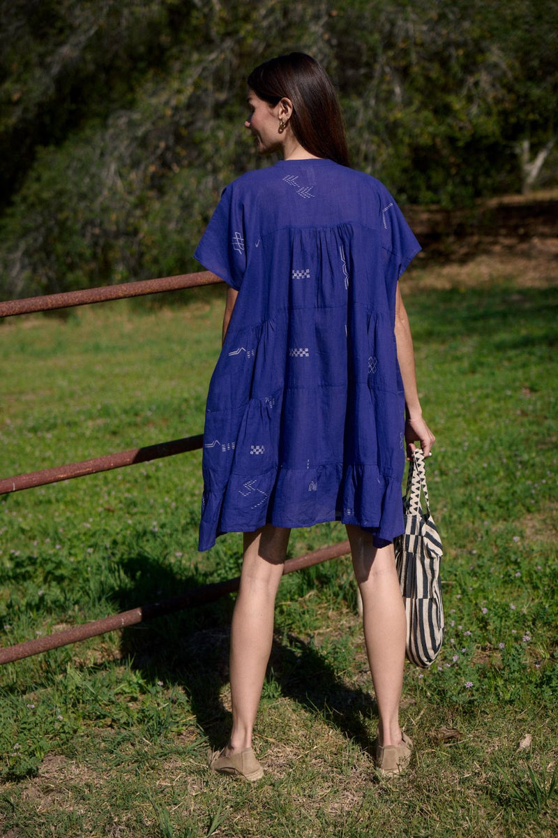 Tiered Form Dress – Iris Violet Heritage Weave