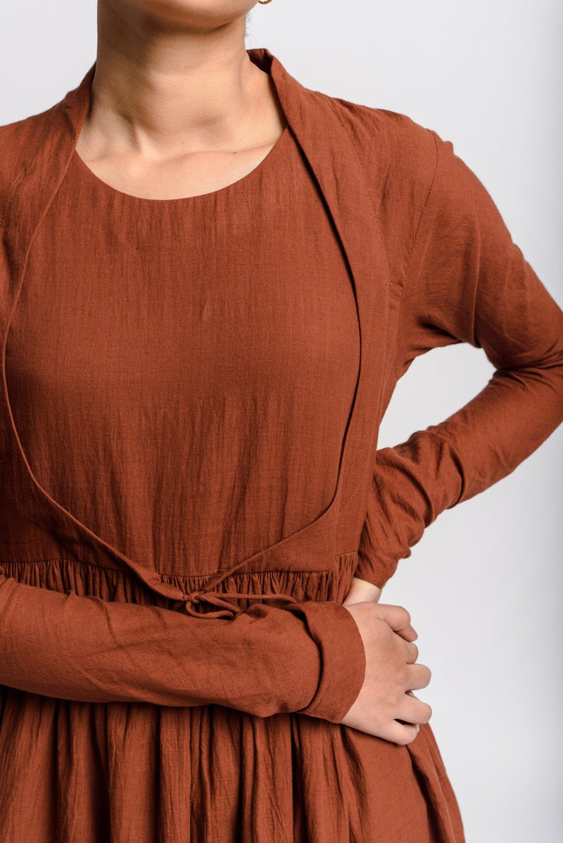 Toasted brown layered dress - Brown Dress by World of Crow in brown color for women Worldwide