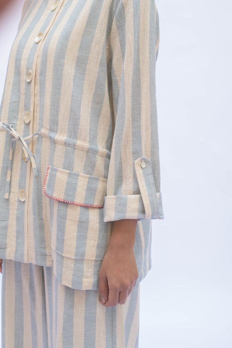 SOF SHACKET cotton by TOKREE in blue color for women Worldwide
