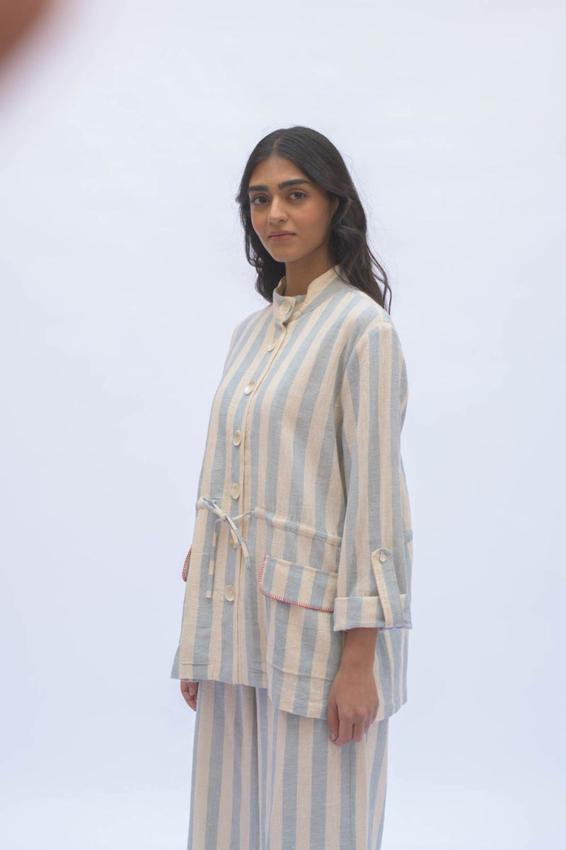 SOF SHACKET cotton by TOKREE in blue color for women Worldwide
