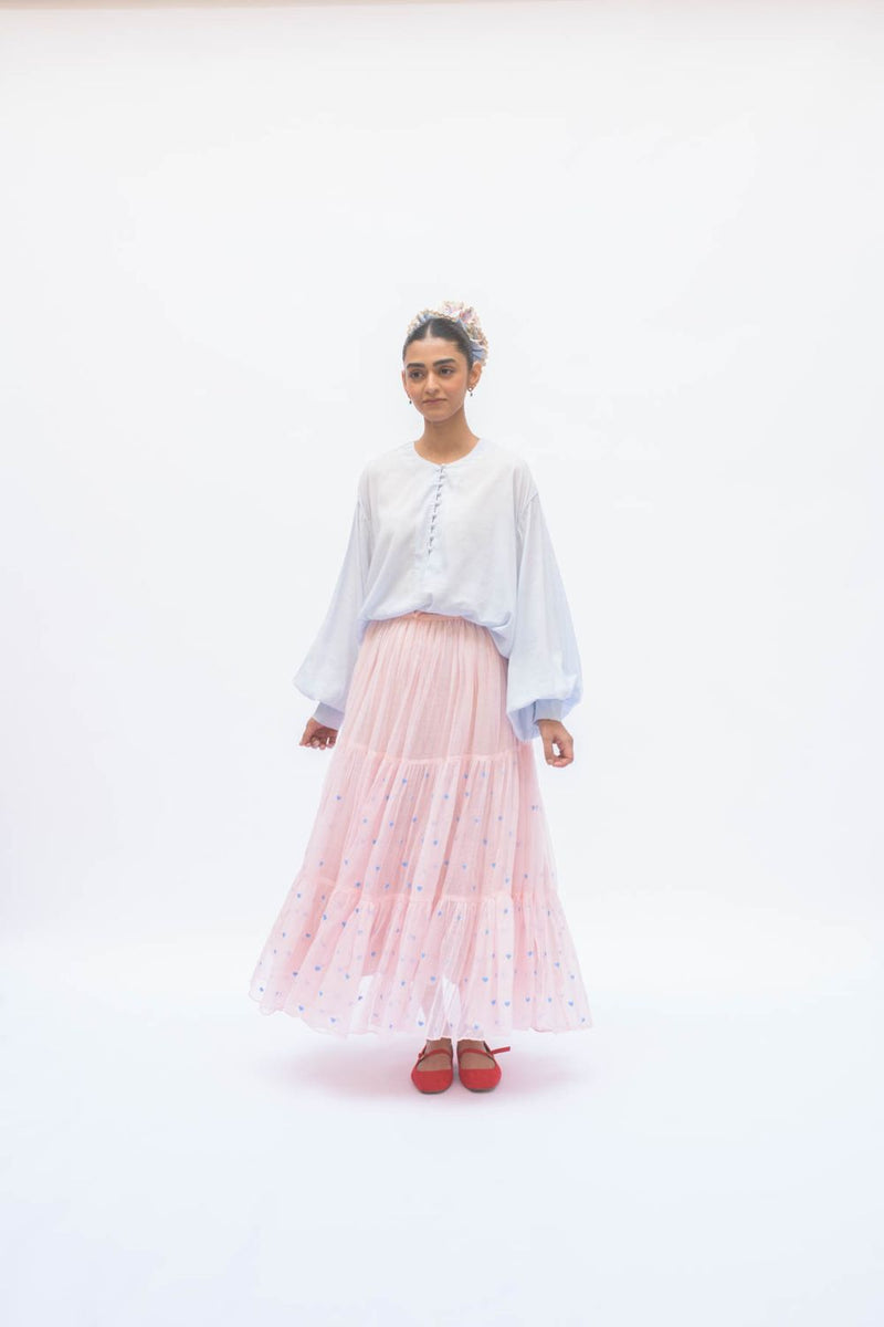 MAYA SKIRT SALMON by TOKREE in pink color for women Worldwide