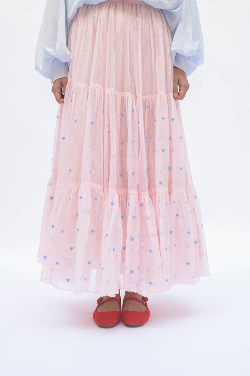 MAYA SKIRT SALMON by TOKREE in pink color for women Worldwide
