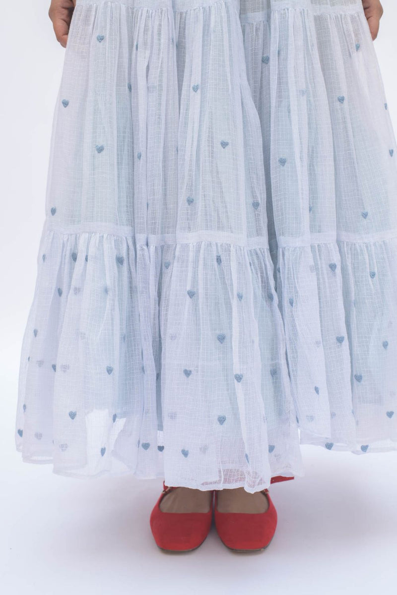 MAYA SKIRT POWDER BLUE by TOKREE in blue color for women Worldwide