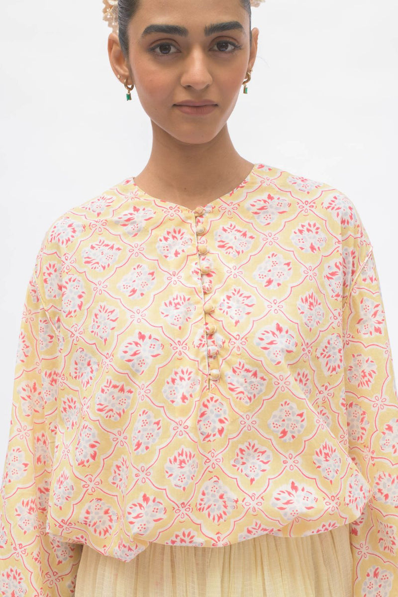 MAYA TOP LEMON cotton by TOKREE in yellow color for women Worldwide