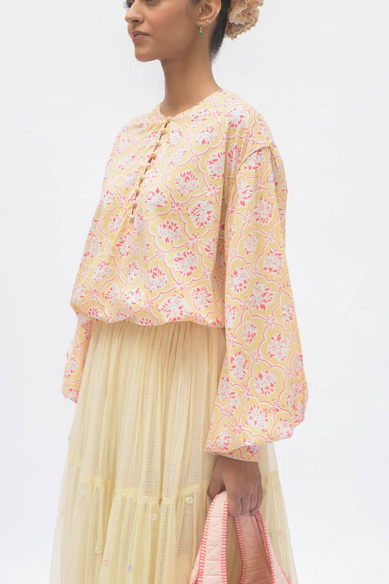 MAYA TOP LEMON cotton by TOKREE in yellow color for women Worldwide