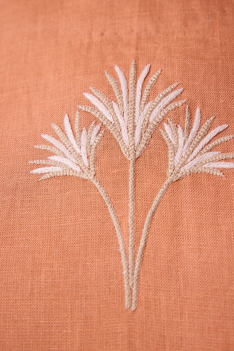 Toni Apricot Embroidered Linen Top