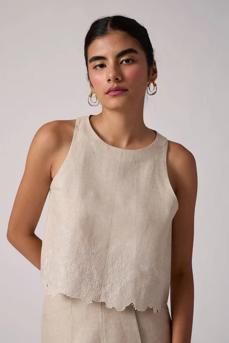 Toni Beige Top 100% linen top/shirt by The Summer House in beige for women Worldwide