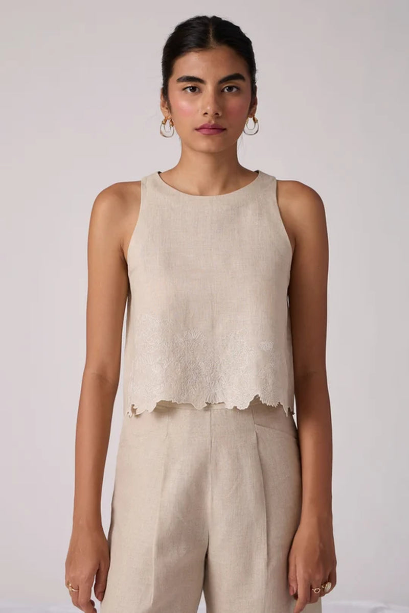Toni Beige Top 100% linen top/shirt by The Summer House in beige for women Worldwide