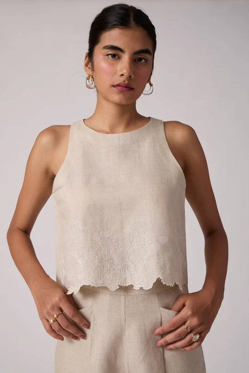 Toni Beige Top 100% linen top/shirt by The Summer House in beige for women Worldwide