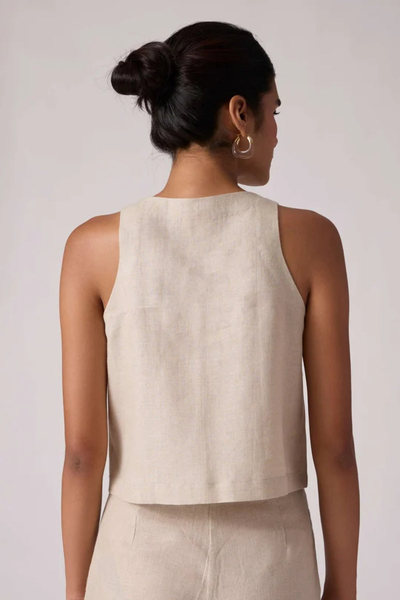 Toni Beige Top 100% linen top/shirt by The Summer House in beige for women Worldwide
