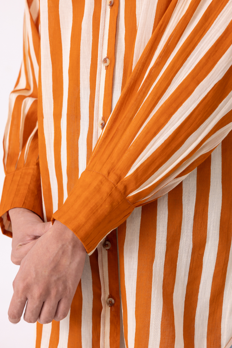 Tori Rust Striped Shirt cotton by The Summer House in rust color for women Worldwide