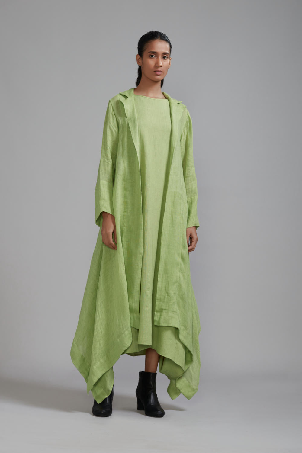 Vari Aakaar & Trench Jacket Set Green