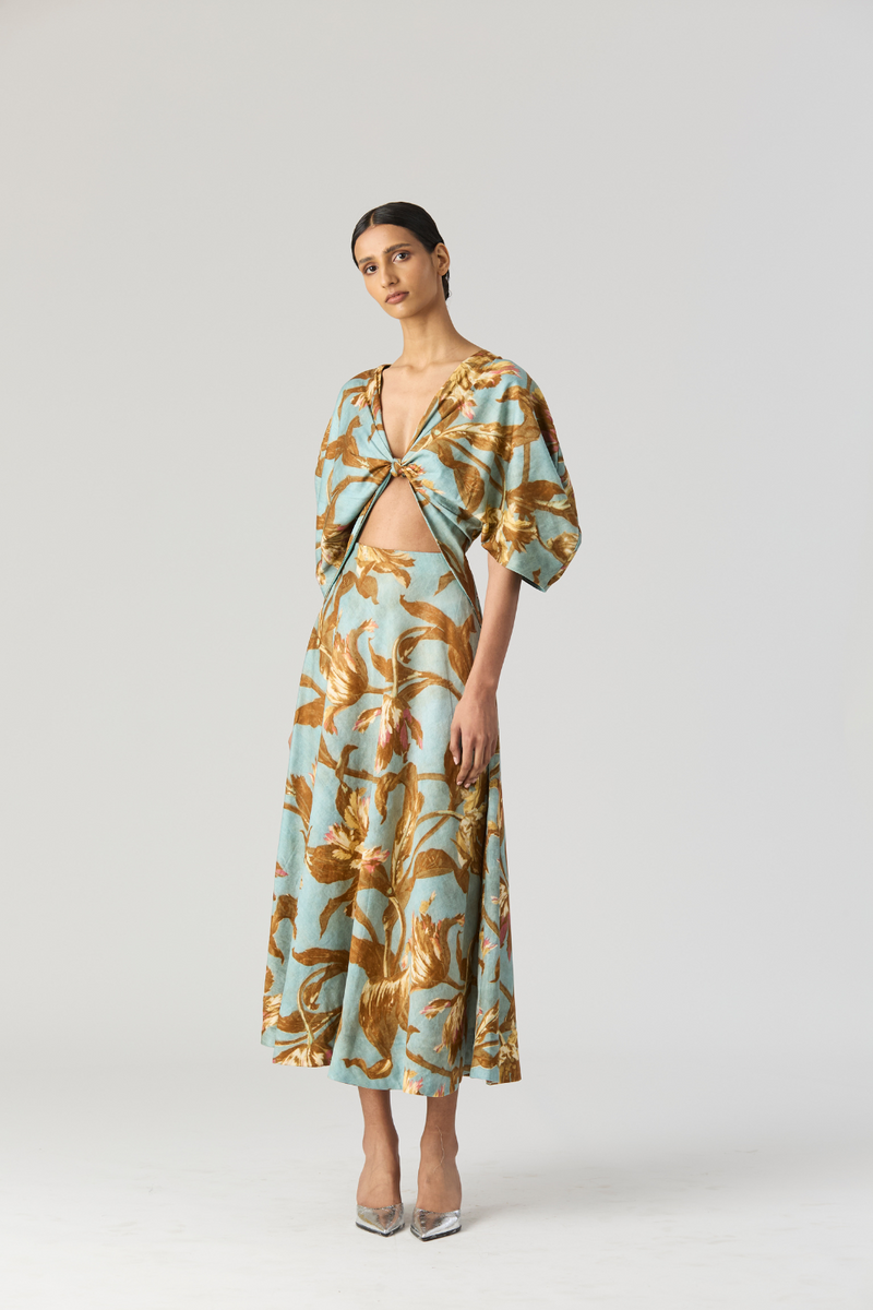 TREVI FRONT KNOTTED DRESS satin by Yam for women Worldwide