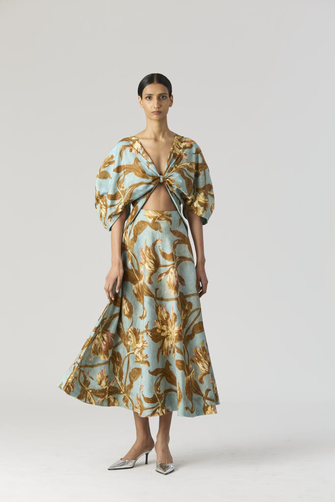 TREVI FRONT KNOTTED DRESS satin by Yam for women Worldwide