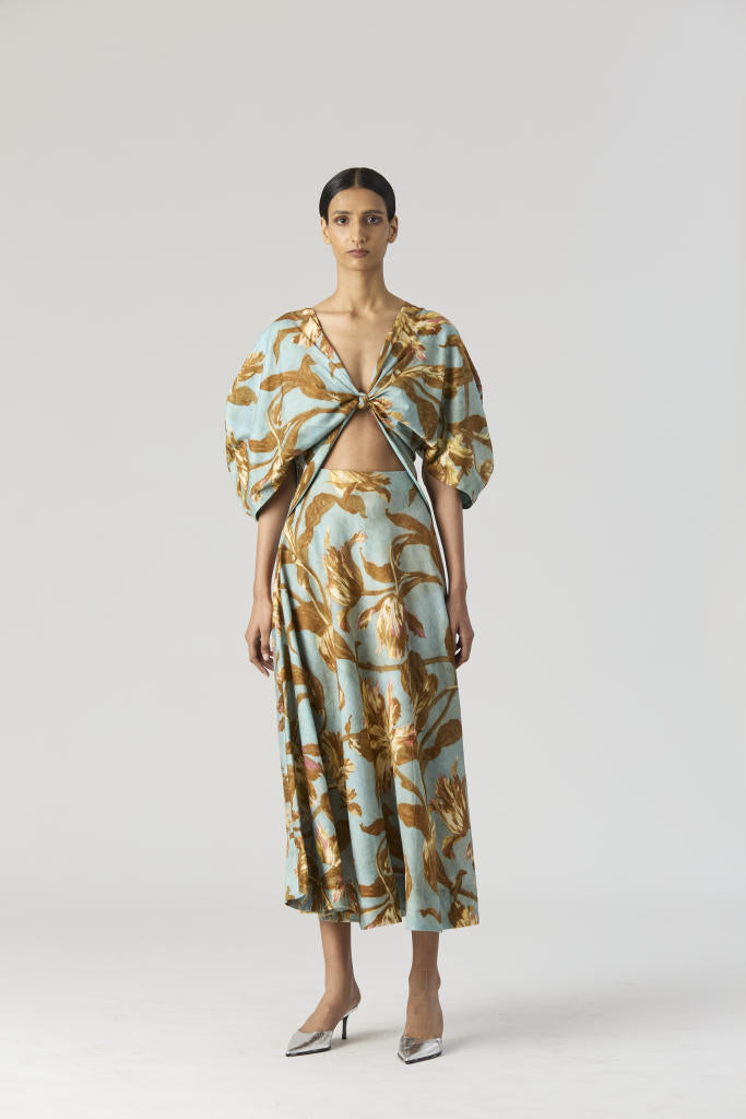 TREVI FRONT KNOTTED DRESS satin by Yam for women Worldwide
