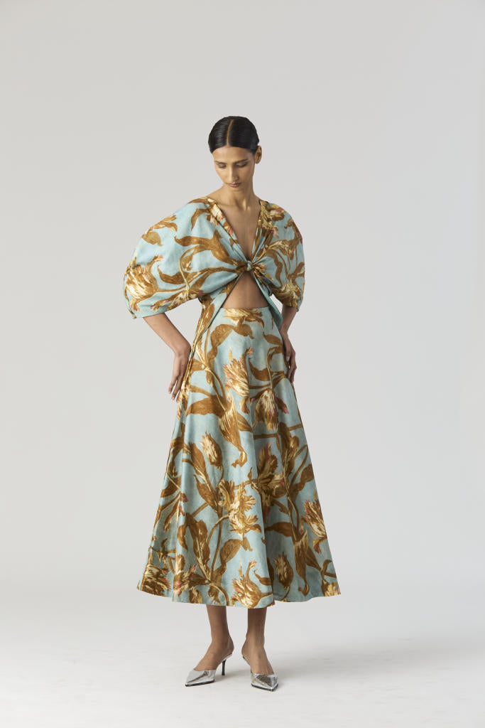 TREVI FRONT KNOTTED DRESS satin by Yam for women Worldwide