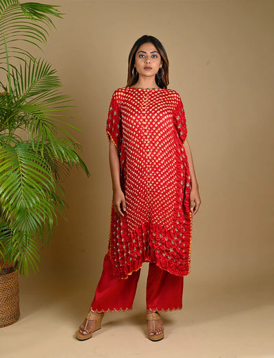 TRIPLE DOT KAFTAN-RED