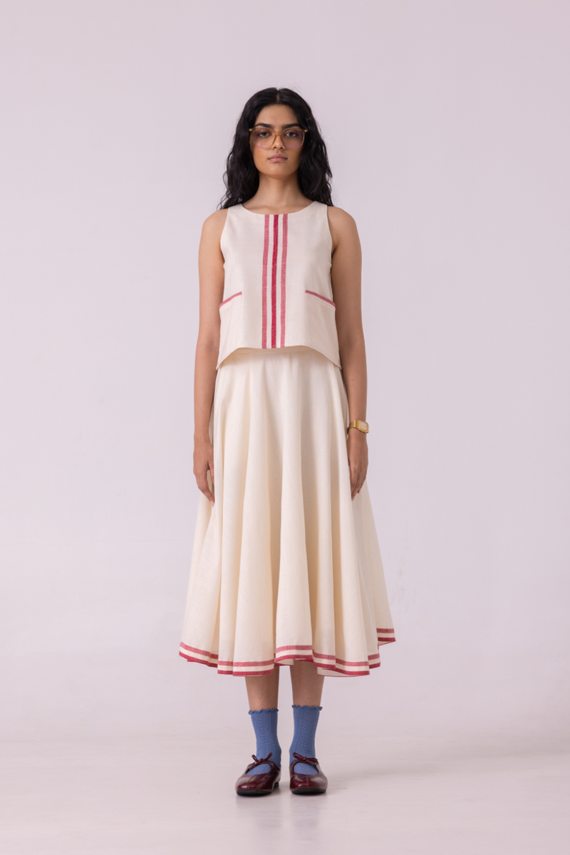 Tris Off White Handwoven Top cotton by The Summer House for women Worldwide