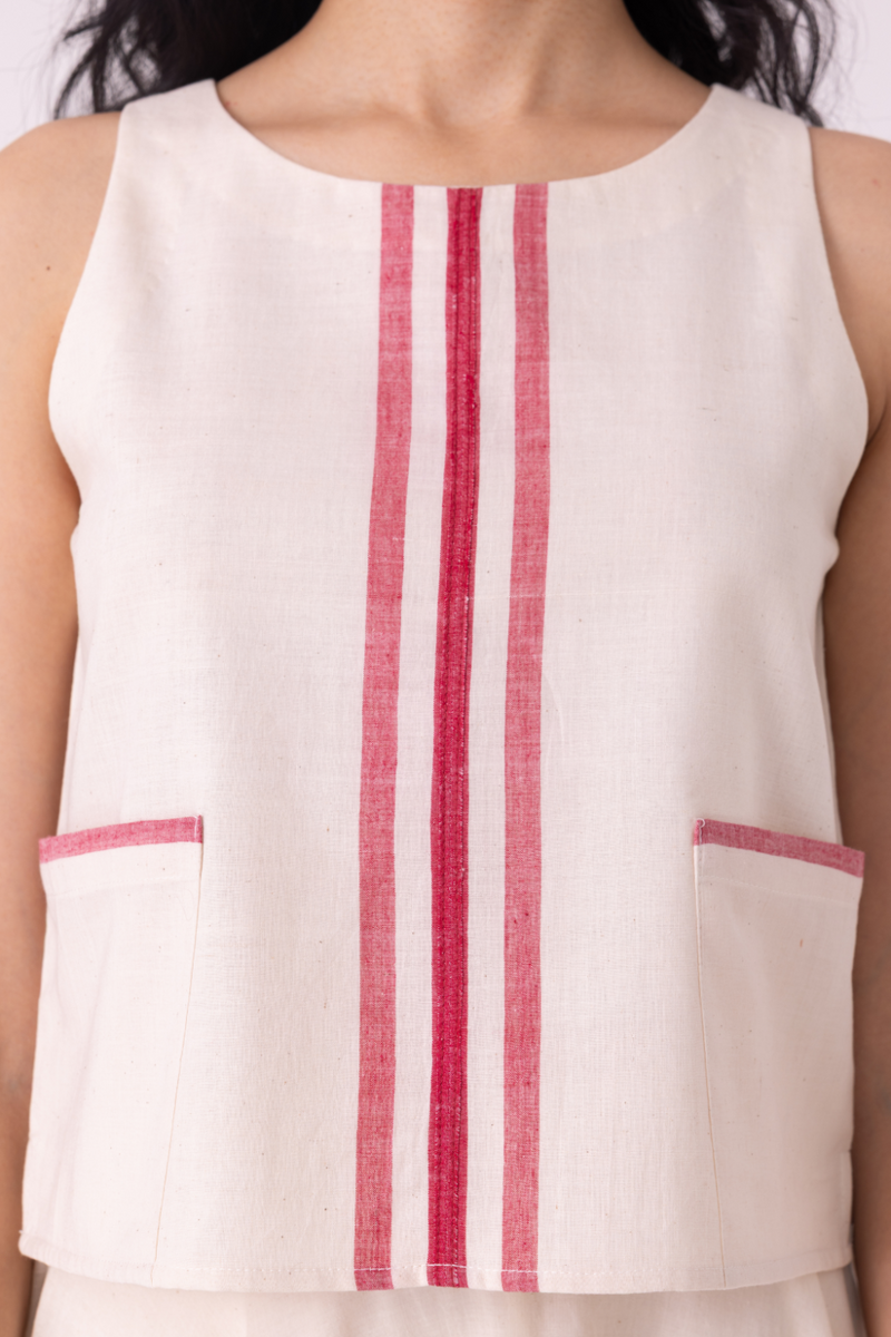 Tris Off White Handwoven Top cotton by The Summer House for women Worldwide