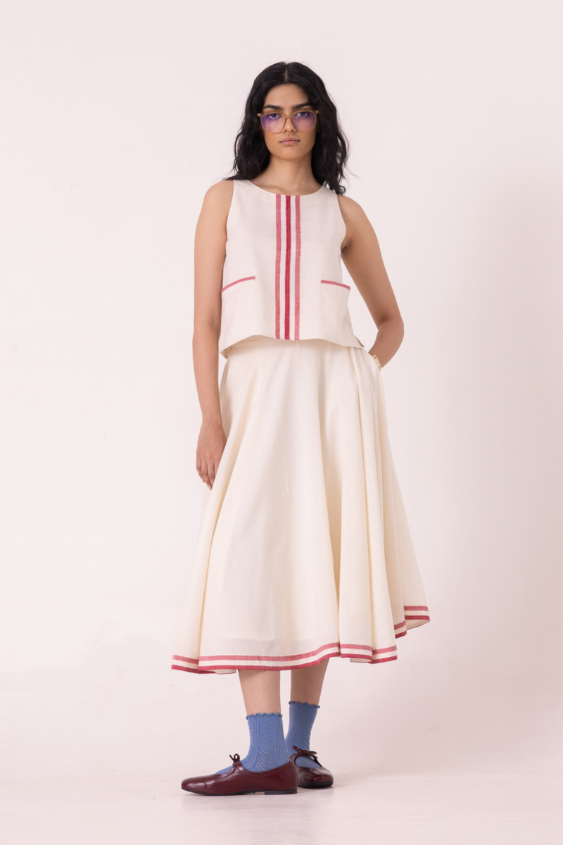 Tris Off White Handwoven Top cotton by The Summer House for women Worldwide