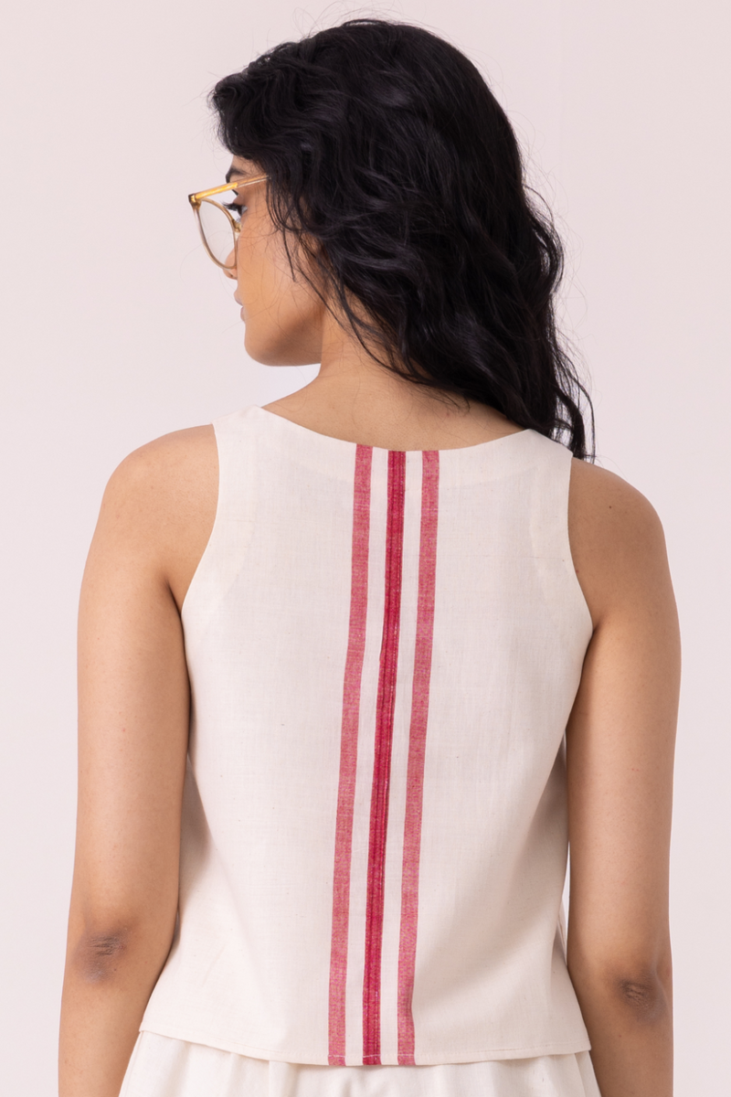Tris Off White Handwoven Top cotton by The Summer House for women Worldwide