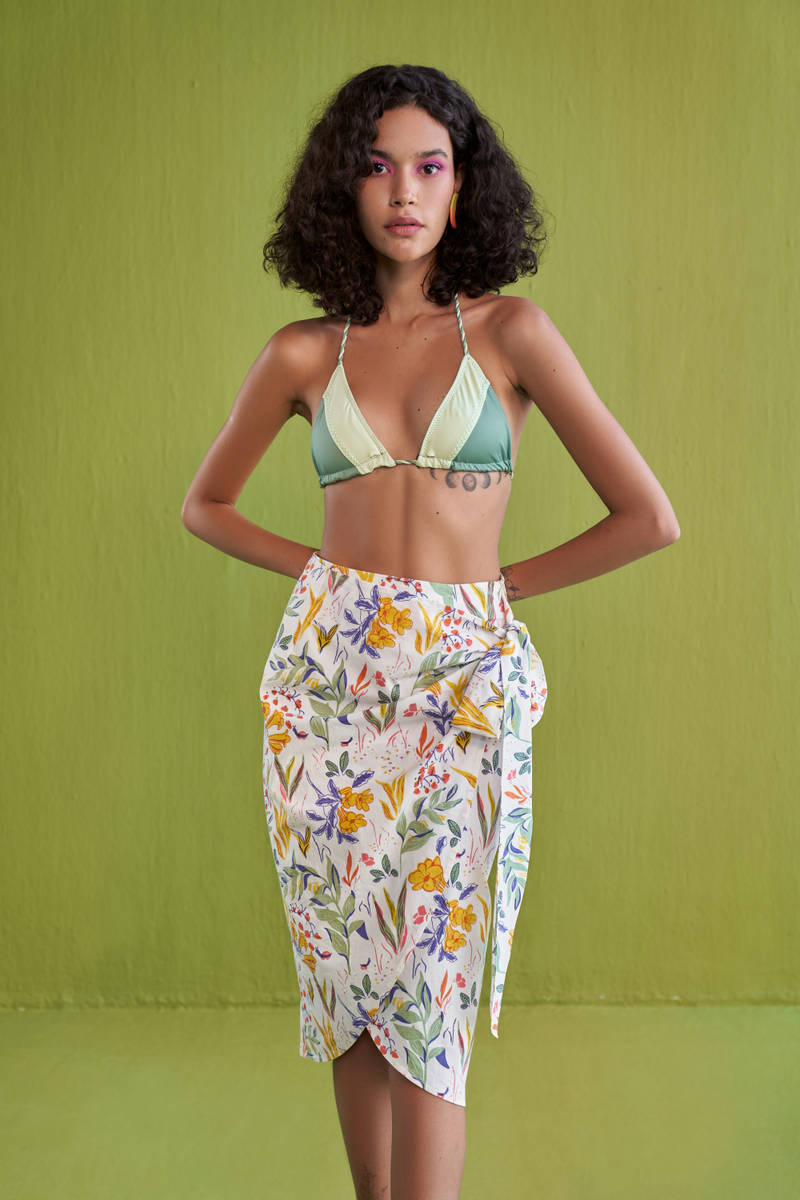 Tropical Garden Organic Cotton Wrap Skirt poplin by SUI for women Worldwide
